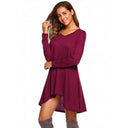 Chic Asymmetrical V-Neck Dress for Women