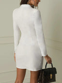 Chic V-Neck Solid Color Blazer Dress