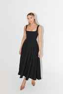 Chic Midi Dress with Square Neckline Design