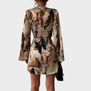 Abstract Marble Print Wrap Dress