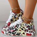 Trendy Women's Graffiti Print Sneakers