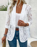 Chic Lace Blazer with Revers Collar