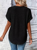 Lace-Insert Round Neck T-Shirt