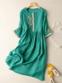 Embroidered Cotton Dress with Chic Design