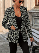 Leopard Print Long Blazer for Year-Round Style