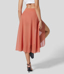 Chic High-Waisted Midi Skirt with Layered Style