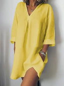V-Neck Half Sleeve Dress for Stylish Occasions