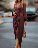 V-Neck Lantern Sleeve Dress in Chic Design