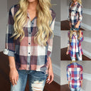 Checked Long Sleeve Women's Blouse for Effortless Style