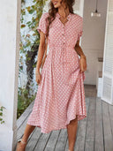 V-Neck Polka Dot A-Line Dress