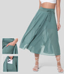 Chic High-Waisted Midi Skirt with Layered Style