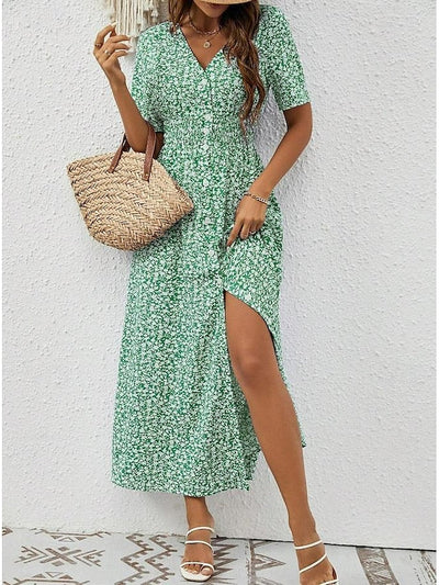 Flowy Sleeveless Maxi Dress with V-Neck Design