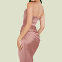 Chic Satin Ruffled Dress with Slim Straps