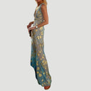Sequin-Embellished V-Neck Flowing Dress