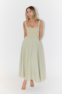Chic Midi Dress with Square Neckline Design