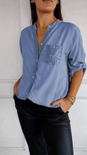 Glittering Sequin Pocket Blouse