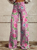Floral Wide-Leg Denim Trousers
