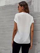 Chic V-Neck Blouse with Short Sleeves