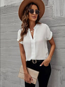 Chic V-Neck Blouse with Short Sleeves