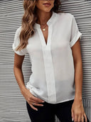 Chic V-Neck Blouse with Short Sleeves