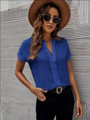 Chic V-Neck Blouse with Short Sleeves
