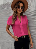 Chic V-Neck Blouse with Short Sleeves