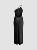 Chic Satin Maxi Dress with Back Slits