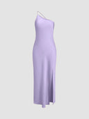 Chic Satin Maxi Dress with Back Slits