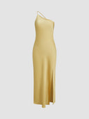 Chic Satin Maxi Dress with Back Slits