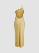 Chic Satin Maxi Dress with Back Slits
