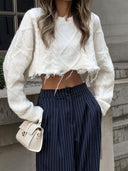 Chic Pinstripe Wide Leg Trousers