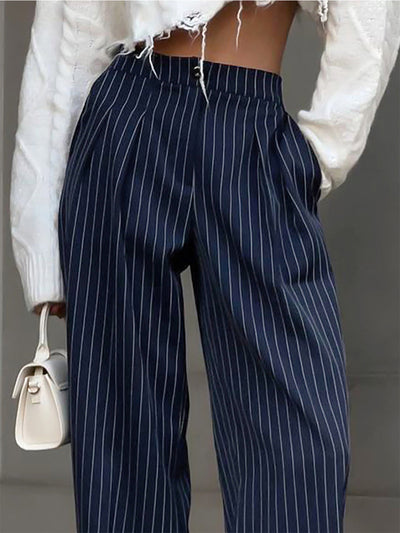 Chic Pinstripe Wide Leg Trousers