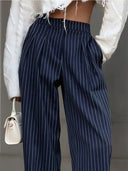 Chic Pinstripe Wide Leg Trousers for Effortless Style