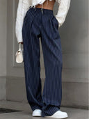 Chic Pinstripe Wide Leg Trousers for Effortless Style