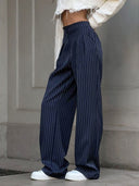 Chic Pinstripe Wide Leg Trousers for Effortless Style