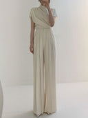 Chic Pleated High Waist Wide Leg Trousers
