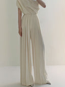 Chic Pleated High Waist Wide Leg Trousers