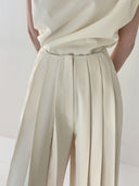 Chic Pleated High Waist Wide Leg Trousers