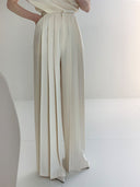 Chic Pleated High Waist Wide Leg Trousers