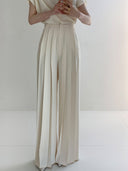 Chic Pleated High Waist Wide Leg Trousers
