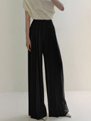 Chic Pleated High Waist Wide Leg Trousers