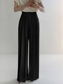 Chic Pleated High Waist Wide Leg Trousers