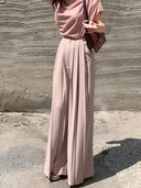 Chic Pleated High Waist Wide Leg Trousers