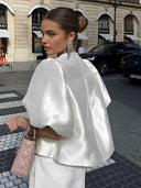 Women’s Satin Puff Sleeve Top