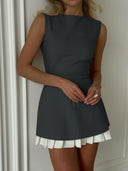 Chic Sleeveless Pleated Skirt Dress