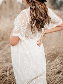 Chic Maternity Maxi Dress with Lace Embroidery