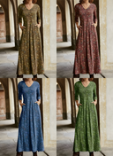 Vintage-Inspired Retro Pattern Maxi Dress