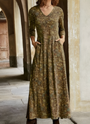 Vintage-Inspired Retro Pattern Maxi Dress