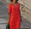 Chic Three-Quarter Sleeve Women's Dress