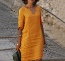 Chic Three-Quarter Sleeve Women's Dress